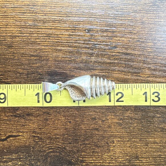 VTG Solid Sterling Silver 925 Conch Shell Design Textured Pendant Size 2" Length - Picture 11 of 13